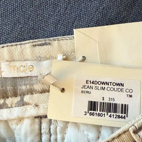 NWT Maje Women’s E14 Downtown Low Rise Quilted Skinny Jeans. White/Black. Sz 36 - Picture 12 of 12